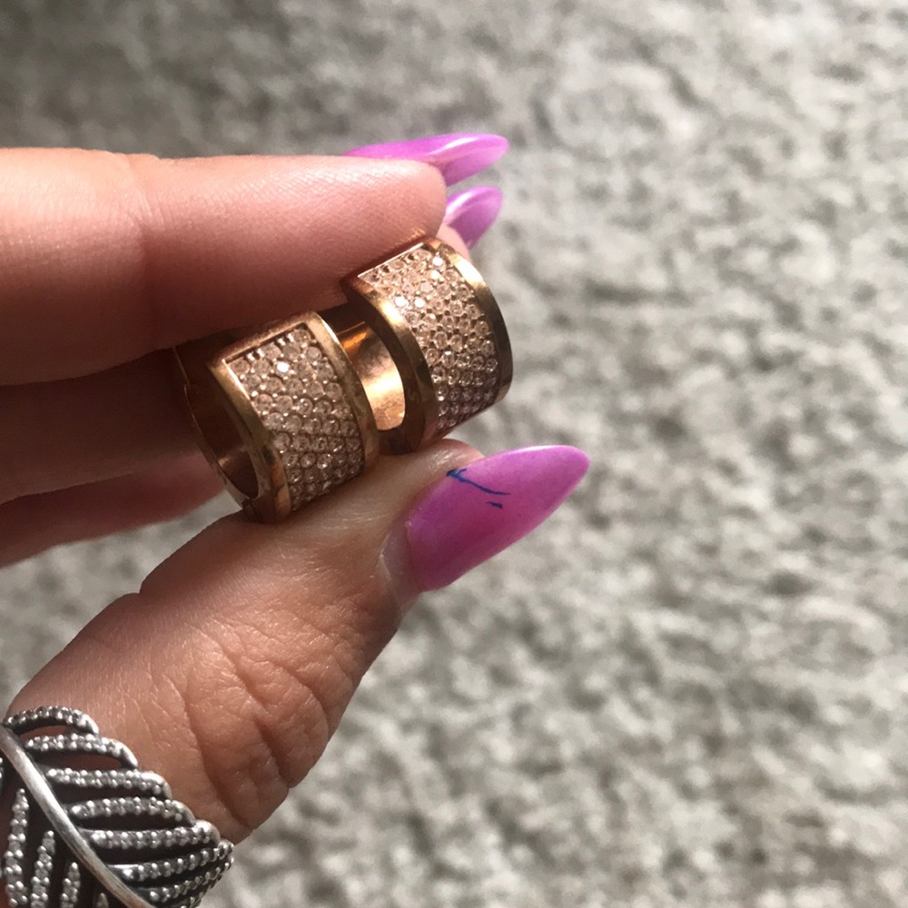 Michael Kors Pave rose gold earrings